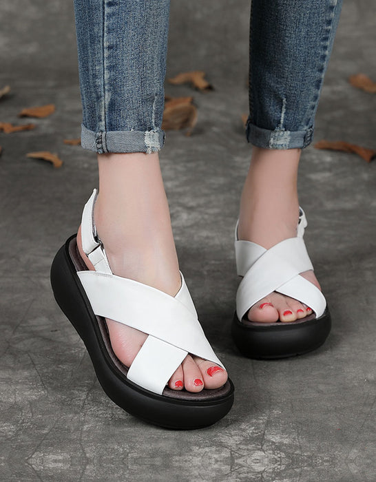Summer Fish-Toe Cross Strap Wedge Sandals — Obiono