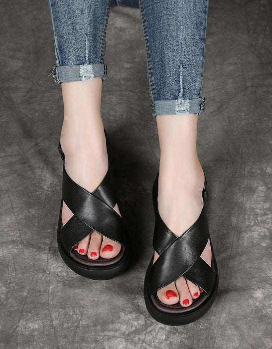 Summer Fish-Toe Cross Strap Wedge Sandals — Obiono