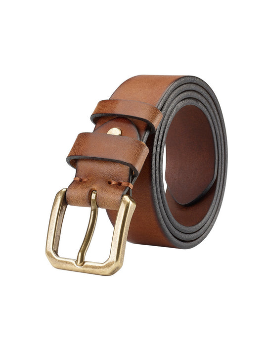 Obiono Copper Buckle Handmade Men's Leather Belt Obiono Copper Buckle Handmade Men's Leather Belt