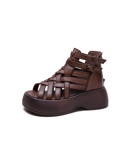 Summer Leather Woven Open Toe Wide Toe Box Platform Sandals Obiono July Shoes Collection 2026 93.00