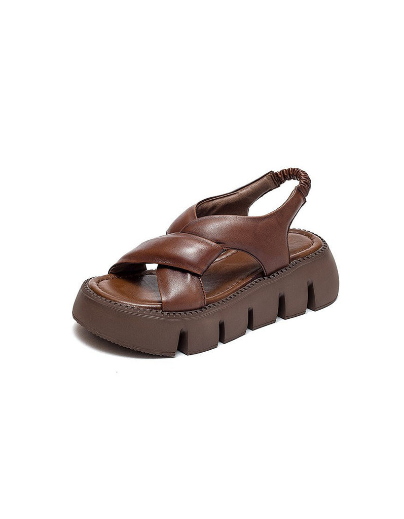 Cross Strap Wide Toe Box Platform Sandals Slingback — Obiono