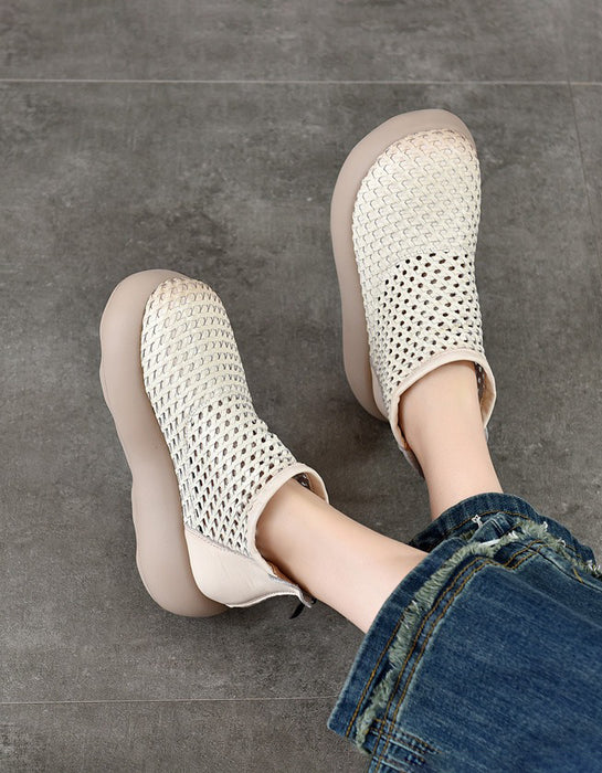 Original Design Summer Hollowed Woven Platform Sandals White Feb Shoes Collection 2026 95.00