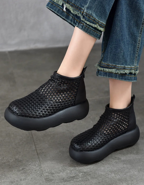 Original Design Summer Hollowed Woven Platform Sandals Black Feb Shoes Collection 2026 95.00