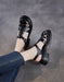 obiono Summer Leather Woven Close Toe T-strap Sandals July Shoes Collection 2026 83.00