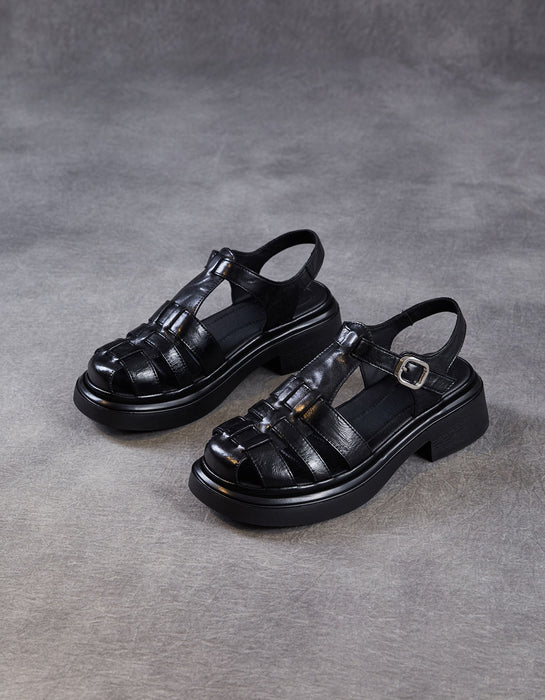 obiono Summer Leather Woven Close Toe T-strap Sandals July Shoes Collection 2026 83.00