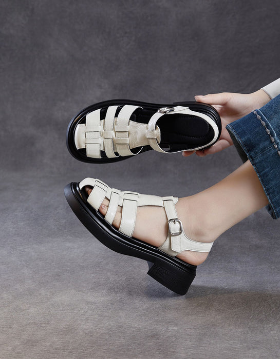 obiono Summer Leather Woven Close Toe T-strap Sandals July Shoes Collection 2026 83.00