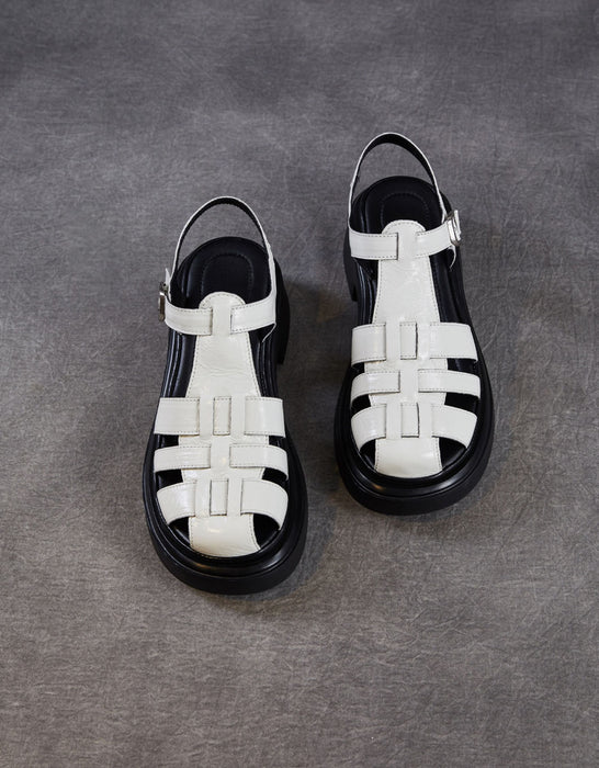 obiono Summer Leather Woven Close Toe T-strap Sandals July Shoes Collection 2026 83.00
