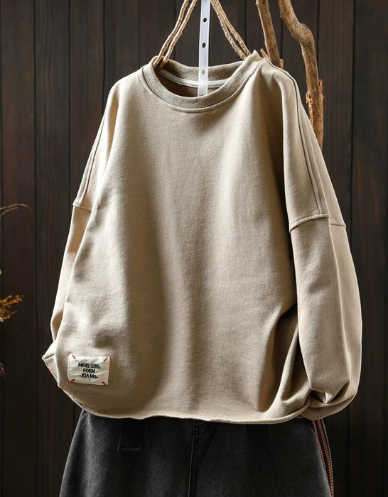 Plus Size Spring Casual Loose Round Neck Sweatshirt