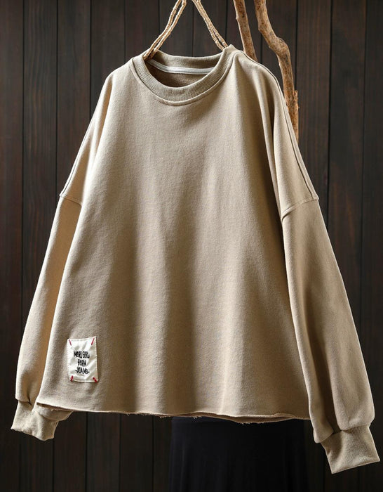 Plus Size Spring Casual Loose Round Neck Sweatshirt
