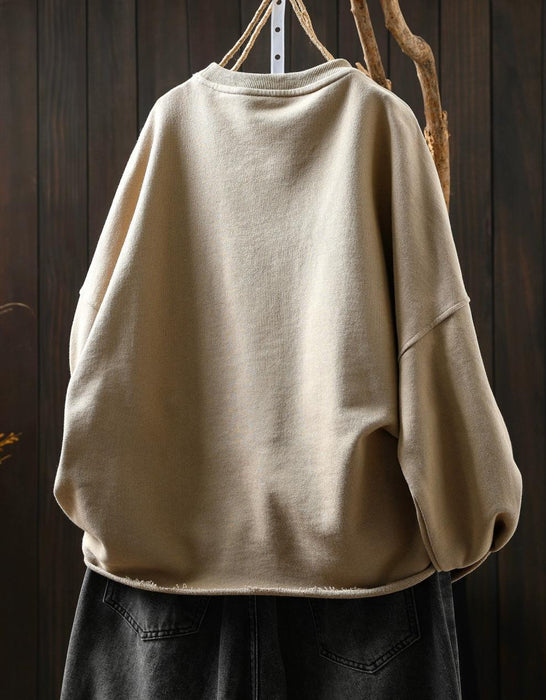 Plus Size Spring Casual Loose Round Neck Sweatshirt