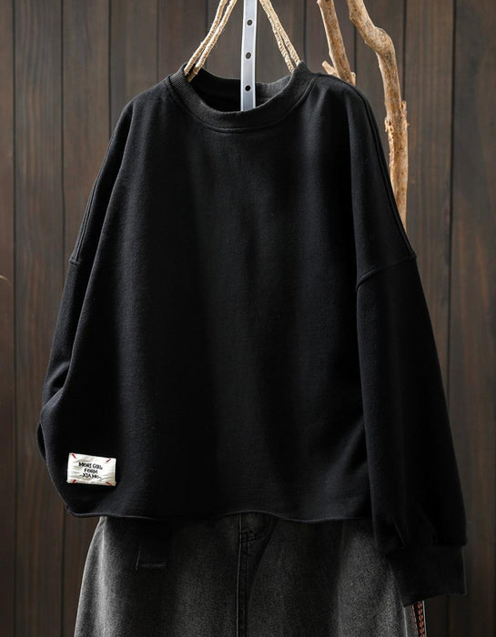 Plus Size Spring Casual Loose Round Neck Sweatshirt