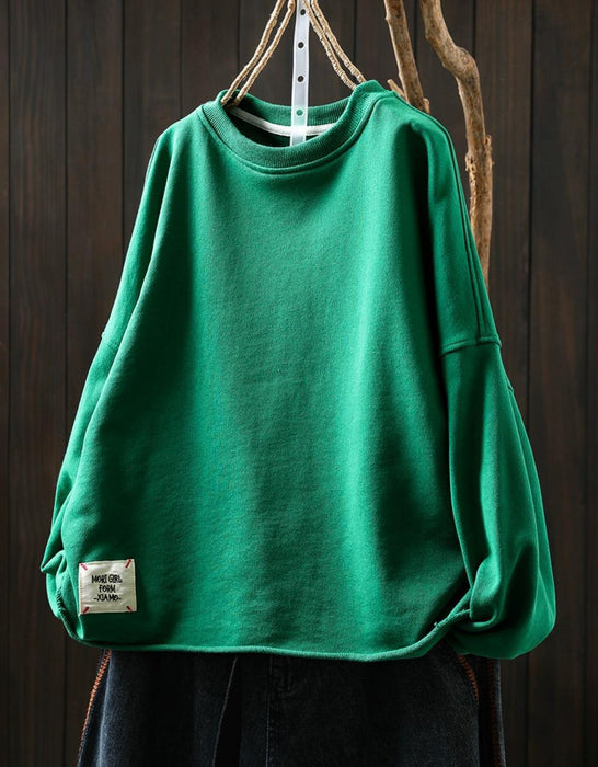 Plus Size Spring Casual Loose Round Neck Sweatshirt