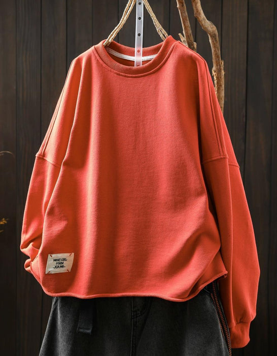 Plus Size Spring Casual Loose Round Neck Sweatshirt