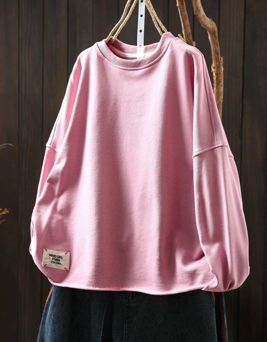 Plus Size Spring Casual Loose Round Neck Sweatshirt
