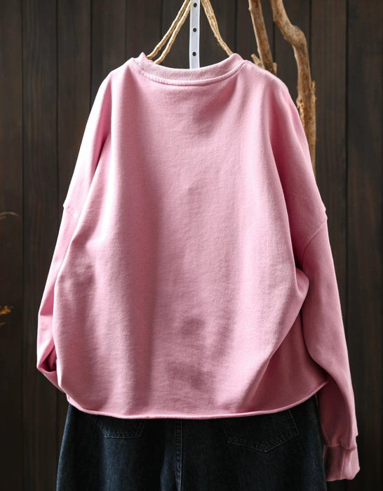 Plus Size Spring Casual Loose Round Neck Sweatshirt