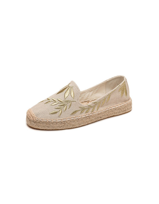 Pointed Toe Handmade Embroidery Linen Shoes
