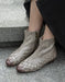 Pointed Toe Handmade Leather Woven Vintage Ankle Boots Gray Feb Shoe Collection 2026 105.00