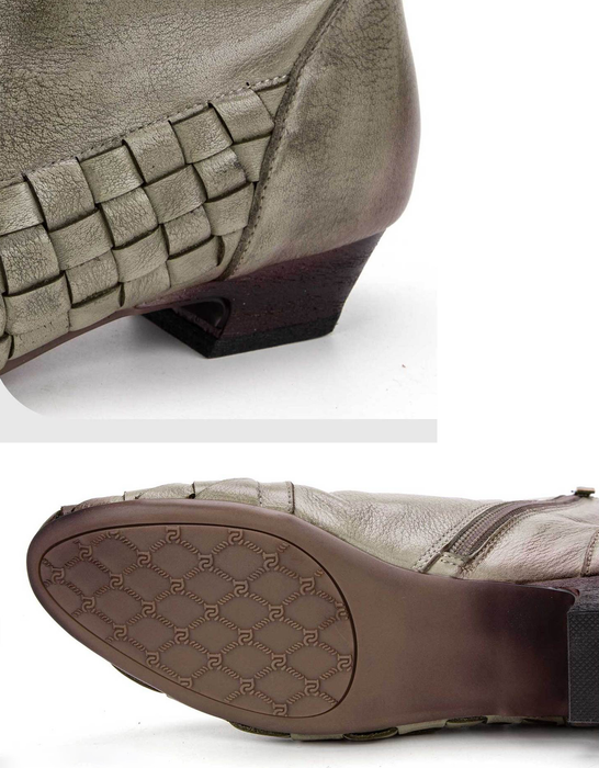 Pointed Toe Handmade Leather Woven Vintage Ankle Boots Feb Shoe Collection 2026 105.00