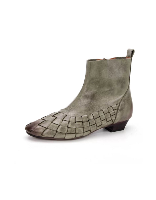 Pointed Toe Handmade Leather Woven Vintage Ankle Boots Feb Shoe Collection 2026 105.00