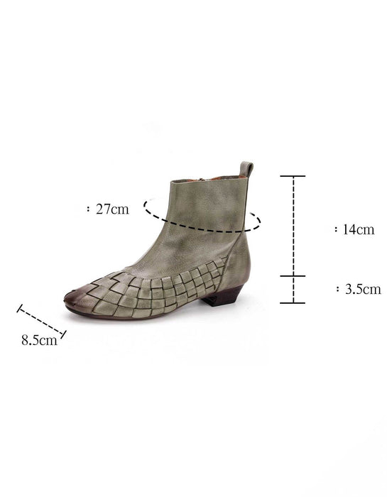Pointed Toe Handmade Leather Woven Vintage Ankle Boots Feb Shoe Collection 2026 105.00