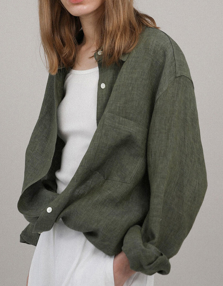 Linen Sleeveless Round Neck Loose Shirt