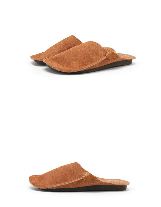 Real Leather Comfortable Suede Slippers Bronze Feb Shoe Collection 2026 95.00