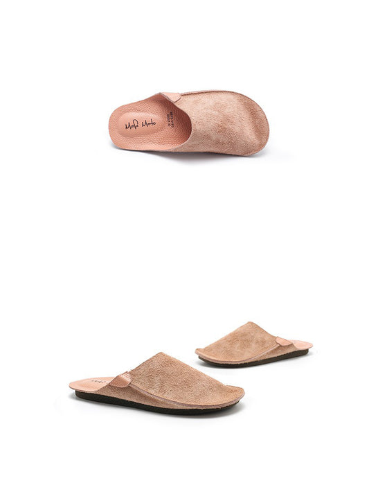 Real Leather Comfortable Suede Slippers Pink Feb Shoe Collection 2026 95.00