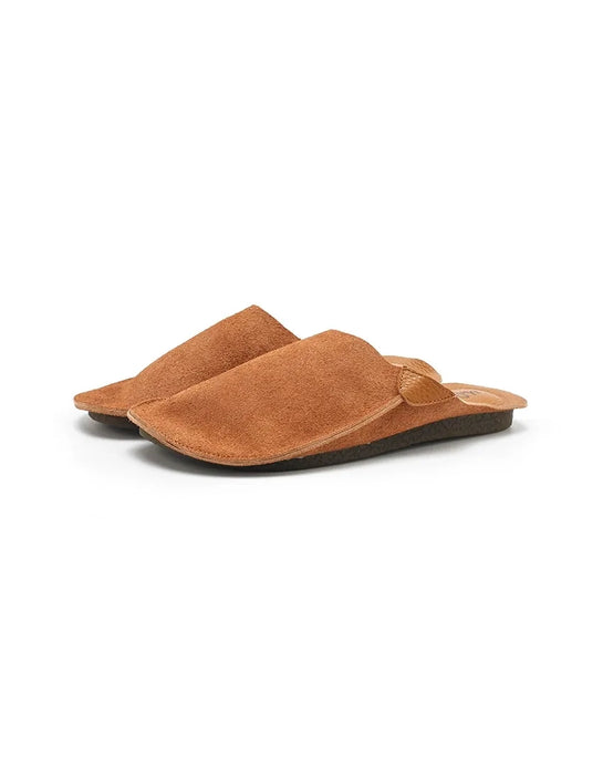 Real Leather Comfortable Suede Slippers Brown Feb Shoe Collection 2026 95.00