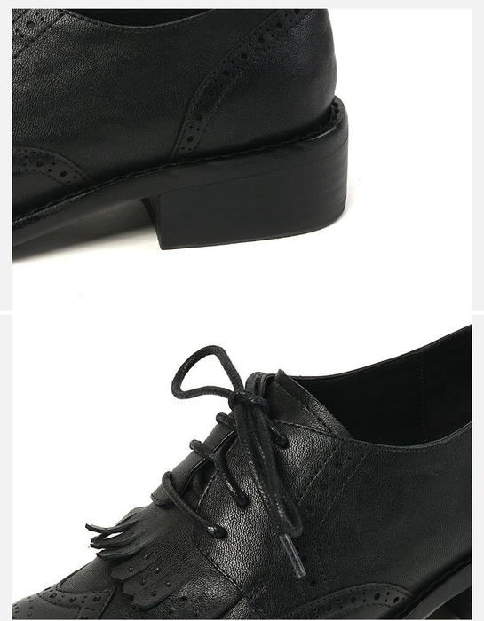 Real Leather Tassel Handmade British Style Vintage Oxford Shoes