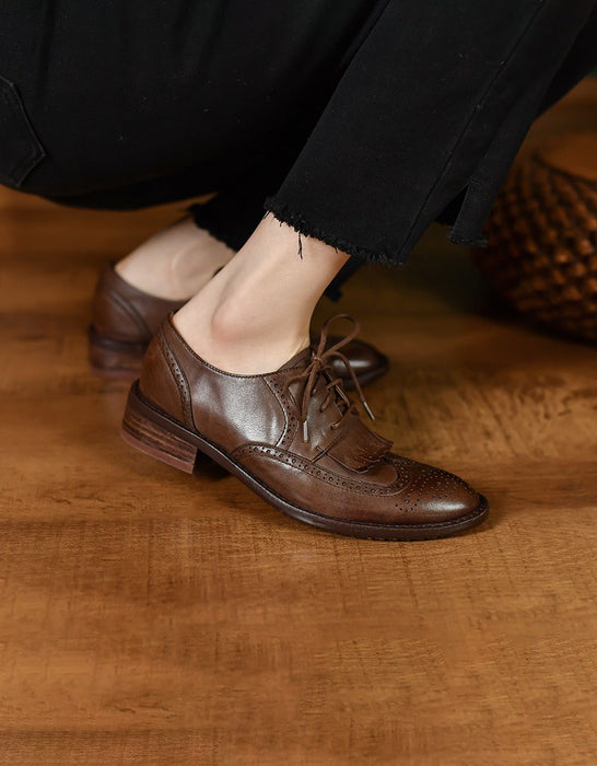Real Leather Tassel Handmade British Style Vintage Oxford Shoes