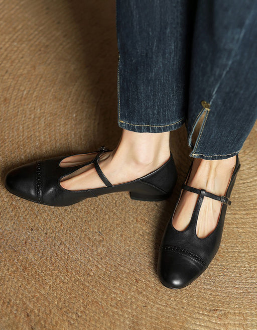 Real Leather Handmade Brogue Style T-strap Mary Jane Shoes April Shoes Collection 2026 105.00