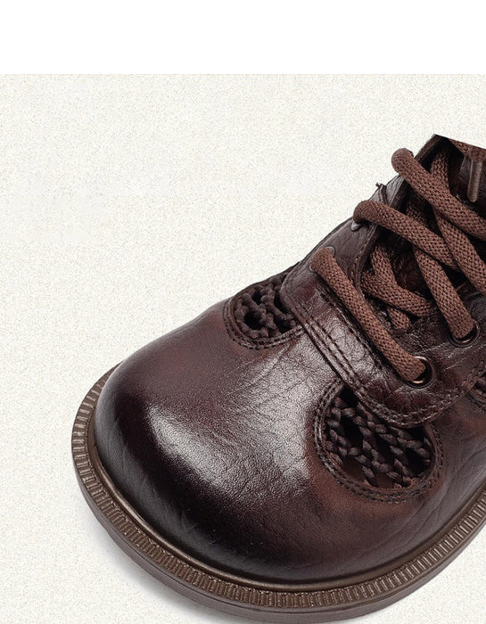 Real Leather Hollow Mid-Calf Wide Toe Box Boots April Shoes Collection 2026 129.00