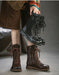 Real Leather Hollow Mid-Calf Wide Toe Box Boots April Shoes Collection 2026 129.00
