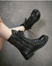Real Leather Hollow Mid-Calf Wide Toe Box Boots April Shoes Collection 2026 129.00