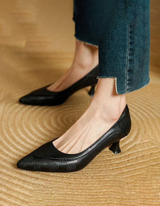 Zapatos de mujer de tacón alto de piel estilo retro | Zapatos de regalo