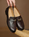 Real Leather Pointed Toe Metal Buckle Front Loafers may Shoes Collection 2026  95.00