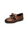 Real Leather Simple Bow-tie Comfortable Women's Loafers Brown