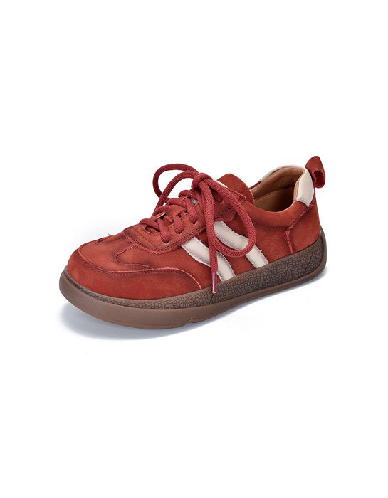 Real Leather Versatile Comfortable Casual Red Sneakers