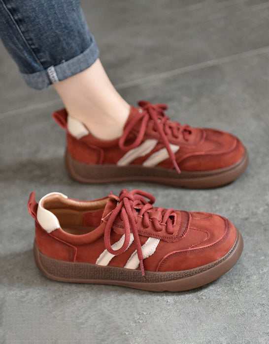 Real Leather Versatile Comfortable Casual Red Sneakers