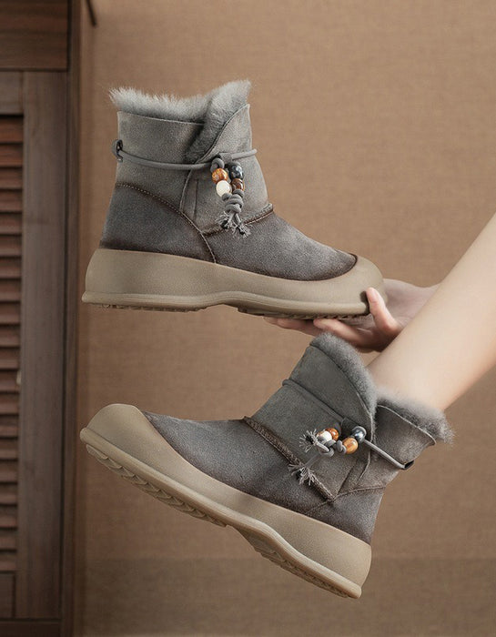 Botas de invierno con cuña cómodas y forro de piel suave