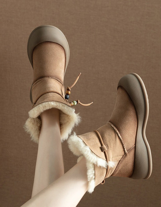Botas de invierno con cuña cómodas y forro de piel suave