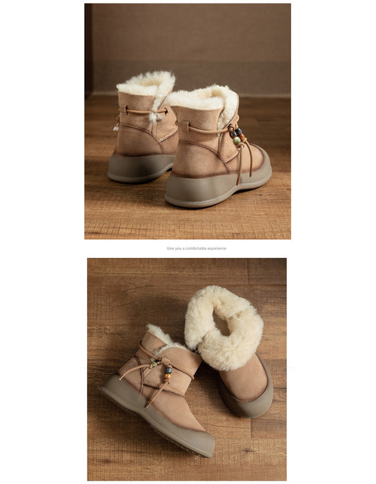 Botas de invierno con cuña cómodas y forro de piel suave