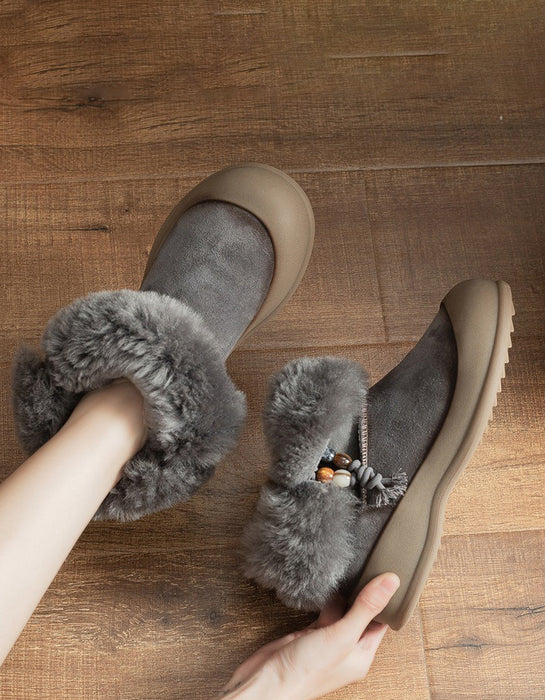 Botas de invierno con cuña cómodas y forro de piel suave