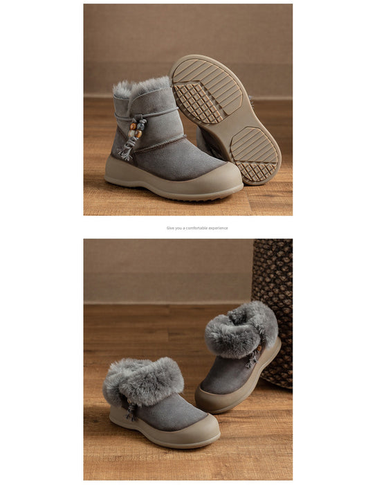 Botas de invierno con cuña cómodas y forro de piel suave