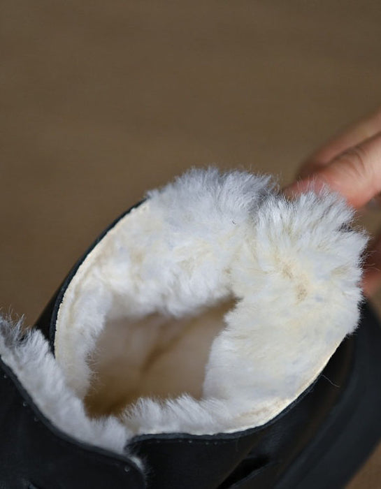 Real Leather Winter Fur Lining Boots