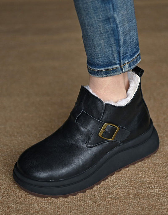 Real Leather Winter Fur Lining Boots