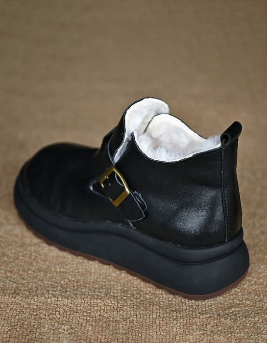 Real Leather Winter Fur Lining Boots