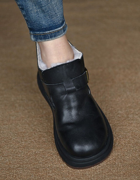 Real Leather Winter Fur Lining Boots