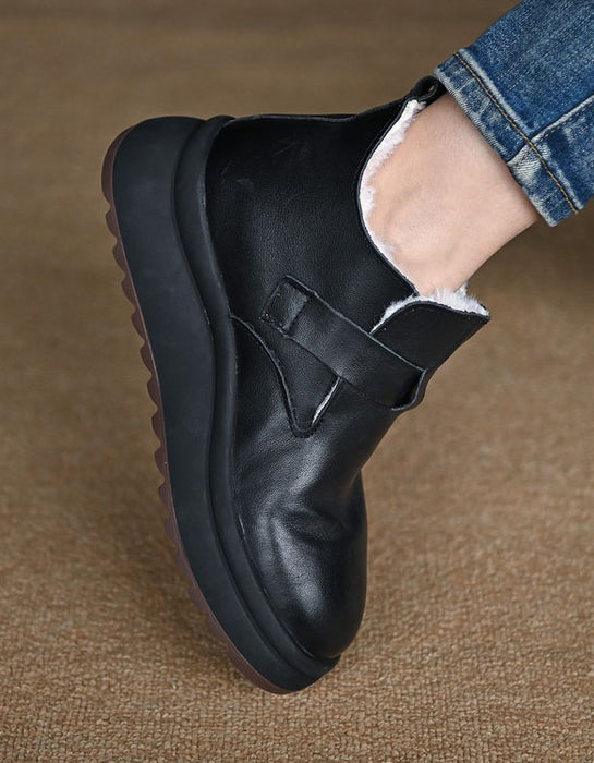 Real Leather Winter Fur Lining Boots