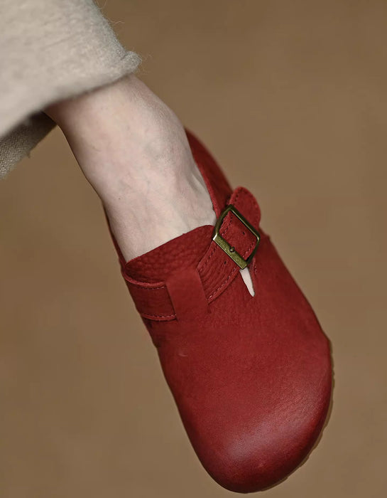 Real Leather Women's Soft Soles Comfortable Clogs Red April Shoes Collection 2026 88.88 